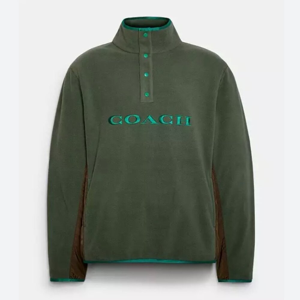 COACH Green Fleece Popover Sweatshirt